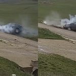 Momentul in care o masina colideaza violent cu un cap de pod in Vaslui Soferul si a pierdut viata iar fiica sa este in stare critica