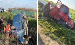 accident grav la floreni o persoana incarcerata si trei raniti in urma coliziunii dintre doua autoutilitare