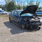 Accident la iesirea din Vaslui spre Barlad O masina a doborat un stalp de iluminat si a avariat o instalatie de gaz