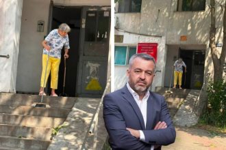 Rampa de acces la Vaslui utila doar pentru fotografii primarul se lauda cu o batrana care urca scarile cu bastonul in timp ce rampa este inutilizabila