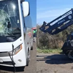 Accident autocar-tractor la Banca. Zece implicați, două victime la spital