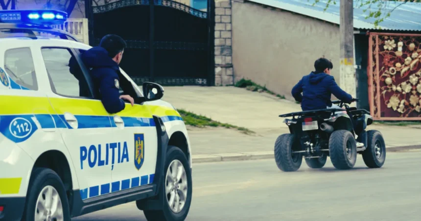 Urmărire ca în filme la Chițoc: minor de 16 ani, fără permis, a lovit mașina Poliției